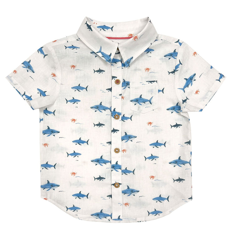 Albetta Ocean Print Linen Shirt