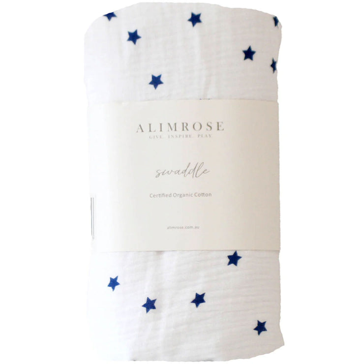 Alimrose Muslin Swaddle - Navy Stars