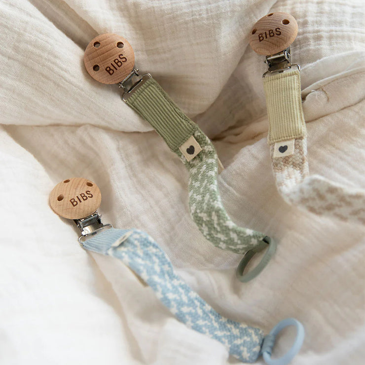 Bibs Pacifier Clip - Ivory/Baby Blue