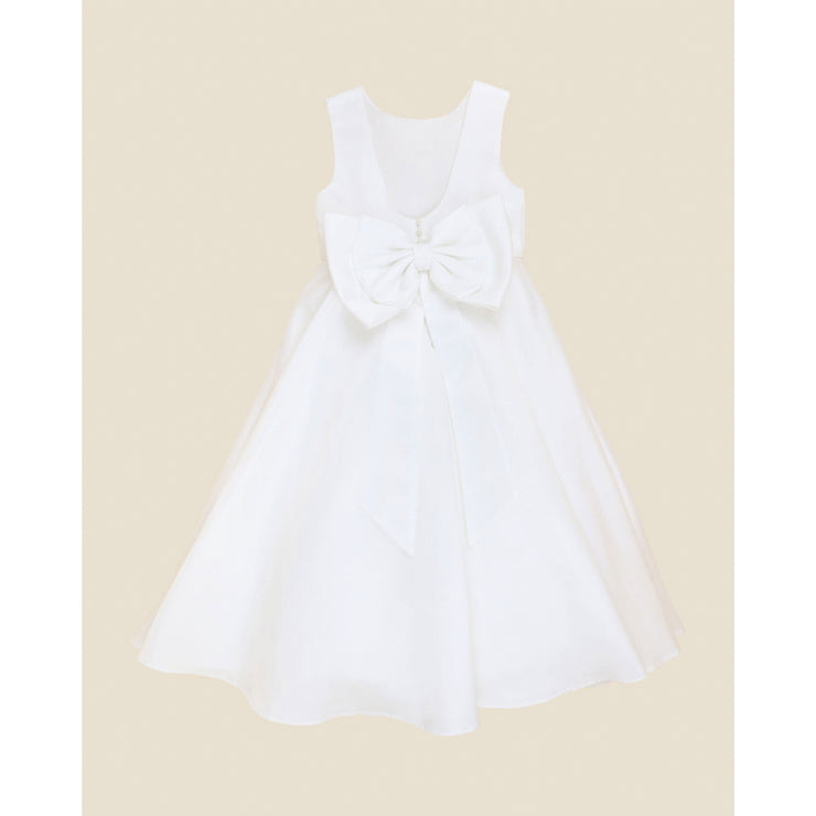 Bebe Ivory Duchess Satin Full Length Dress with Low Back