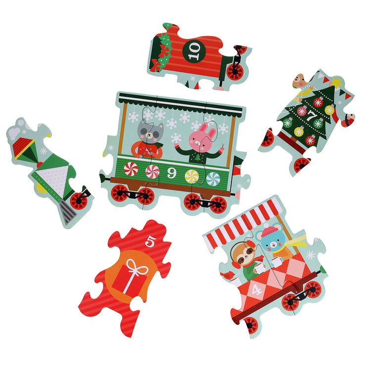 Petit Collage Christmas Train Shaped Floor Puzzle