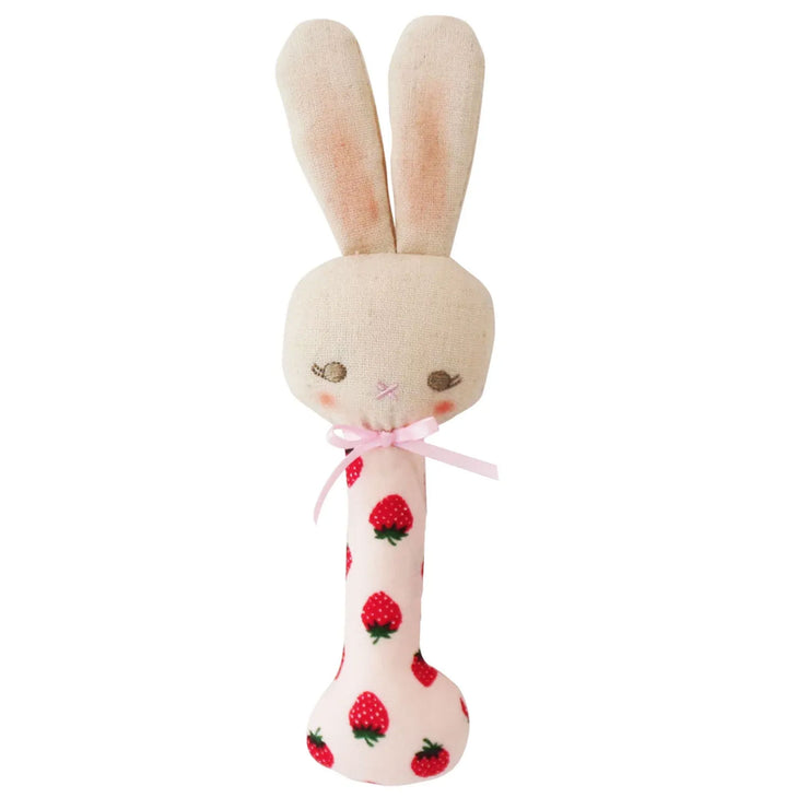 Alimrose Baby Bunny Stick Rattle - Strawberry