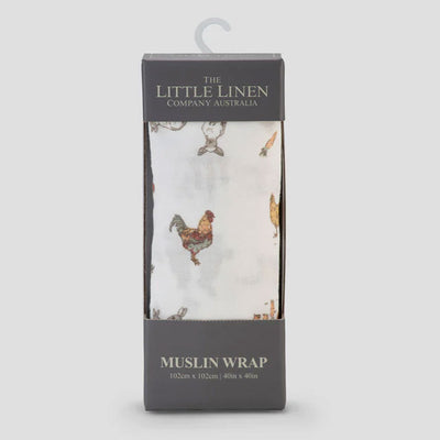 The Little Linen Company Muslin - Farmyard