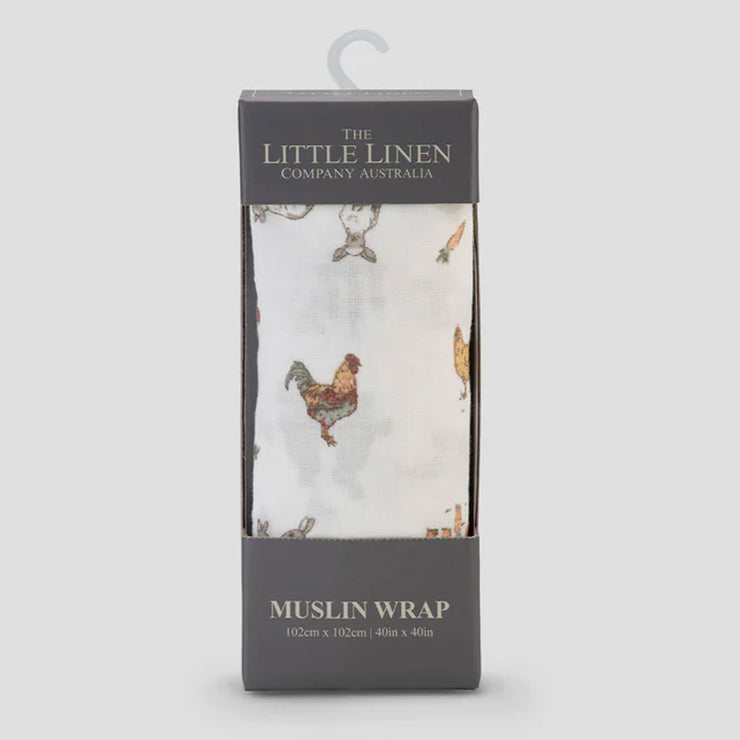 The Little Linen Company Muslin - Farmyard