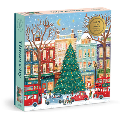 Galison Tinsel City Foil Puzzle 500 pc