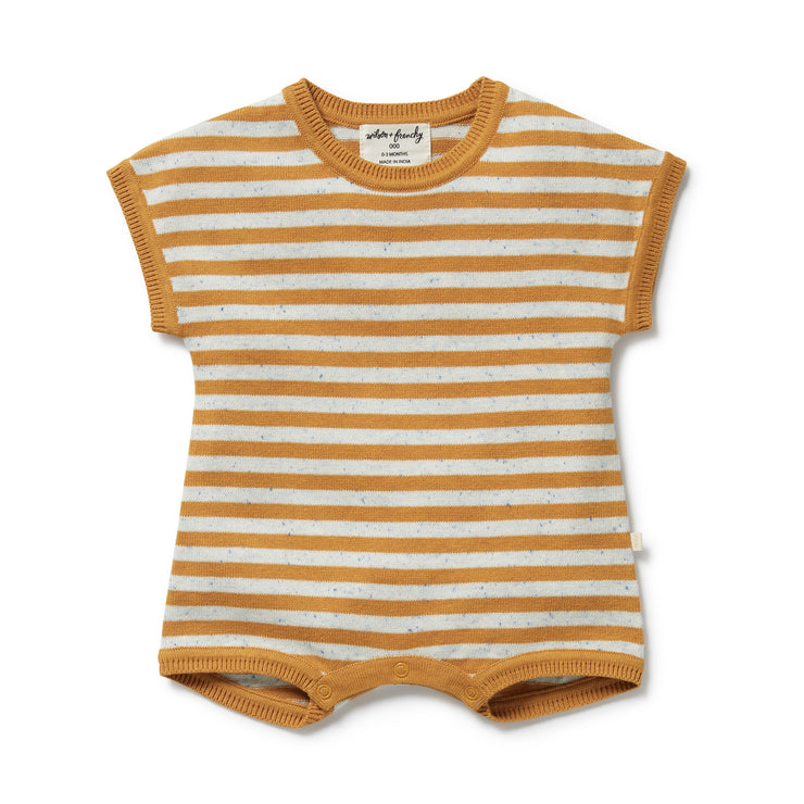Wilson & Frenchy Knitted Growsuit - Wave Stripe Organic