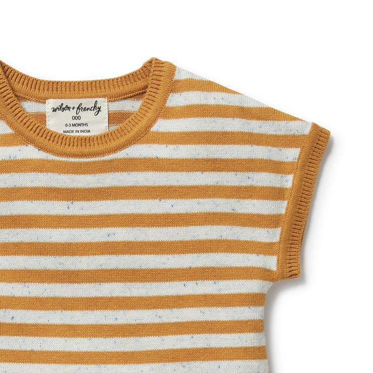 Wilson & Frenchy Knitted Growsuit - Wave Stripe Organic