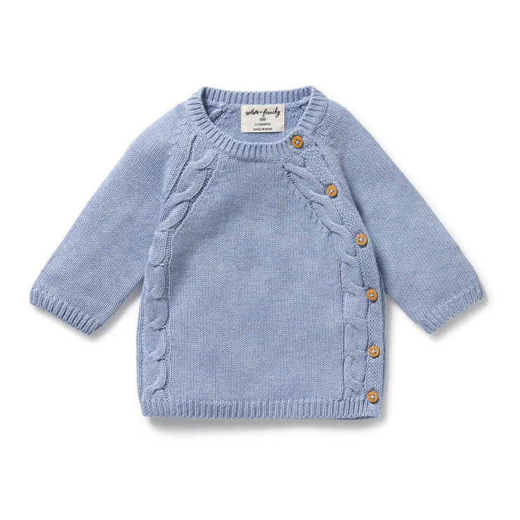 Wilson & Frenchy Organic Knitted Kimono Cardigan - Blue Speckle