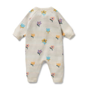 Wilson & Frenchy Organic Knitted Jacquard Growsuit - Flower Pop