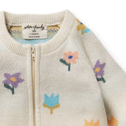 Wilson & Frenchy Organic Knitted Jacquard Growsuit - Flower Pop