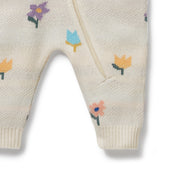 Wilson & Frenchy Organic Knitted Jacquard Growsuit - Flower Pop