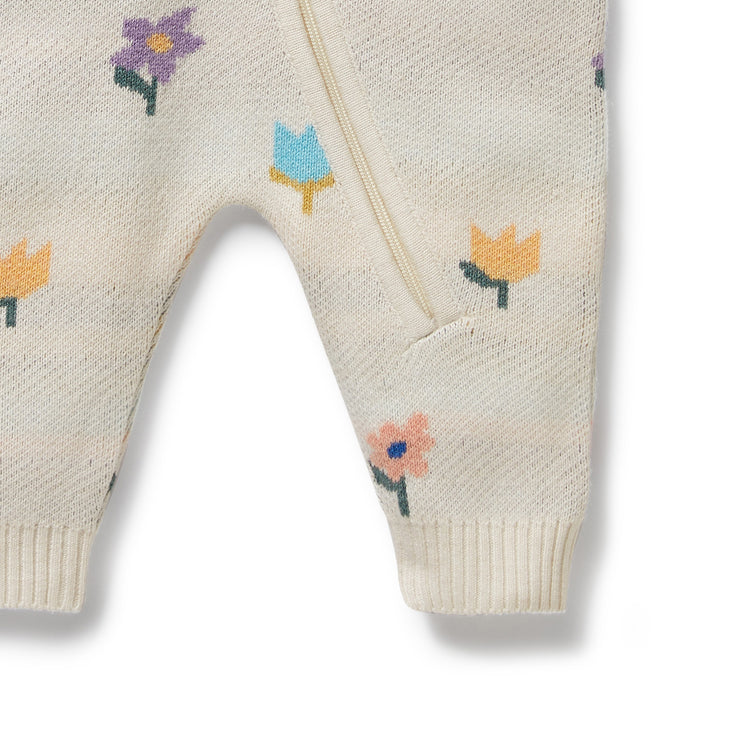 Wilson & Frenchy Organic Knitted Jacquard Growsuit - Flower Pop