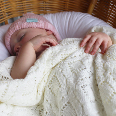 Branberry Heirloom Bassinet Blanket - White