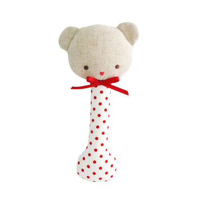 Alimrose Bear Stick Rattle - Red Dot