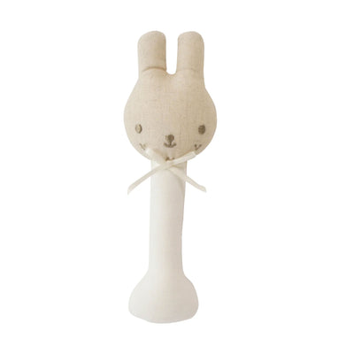 Alimrose Linen Bunny Stick Rattle