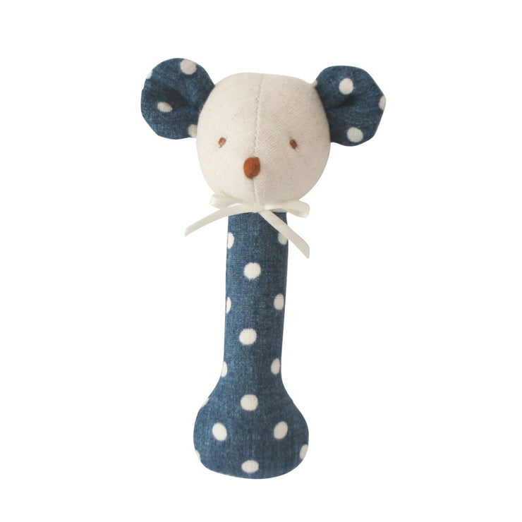 Alimrose Mouse Stick Rattle - Navy