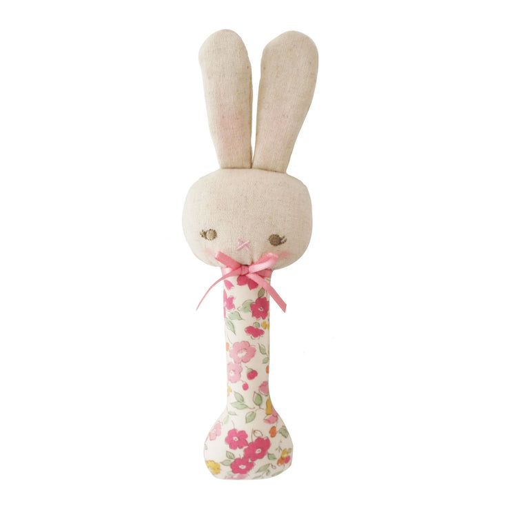 Alimrose Baby Bunny Stick Rattle - Rose Garden