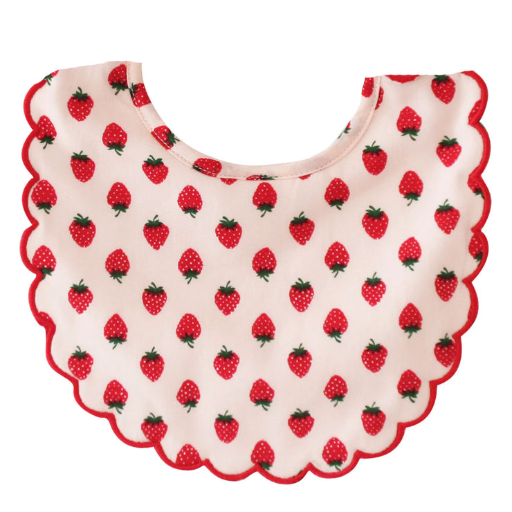 Alimrose Scallop Bib - Strawberries