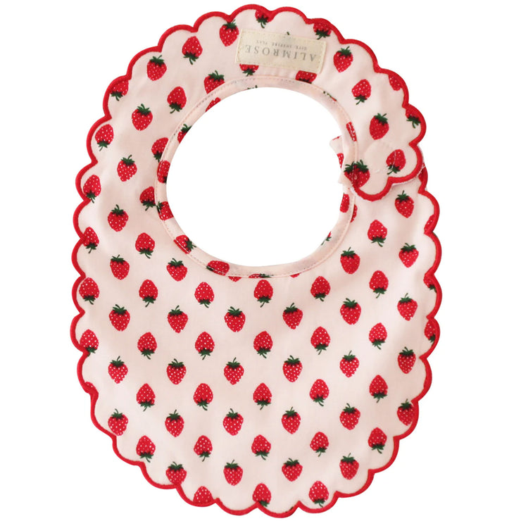 Alimrose Scallop Bib - Strawberries