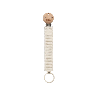 Bibs Pacifier Clip Knitted - Ivory