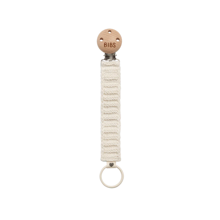 Bibs Pacifier Clip Knitted - Ivory