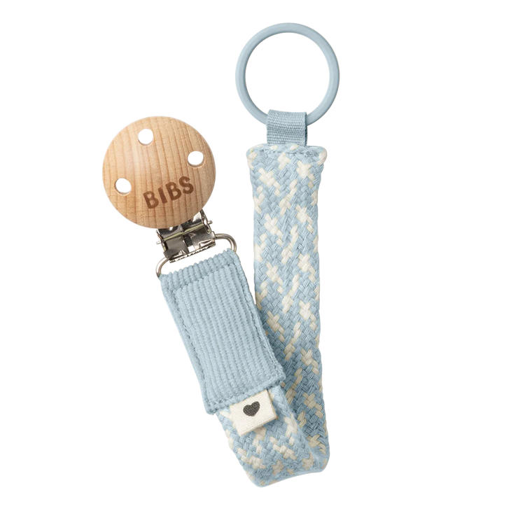 Bibs Pacifier Clip - Ivory/Baby Blue