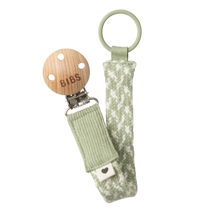 Bibs Pacifier Clip - Ivory/Sage