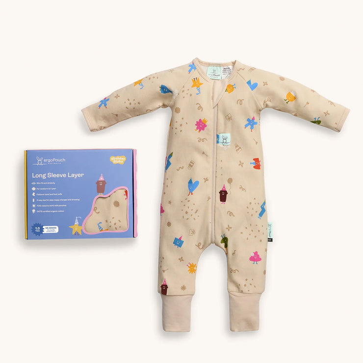 ergoPouch Long Sleeve Layer Romper 0.2 Tog - Birthday Blobs