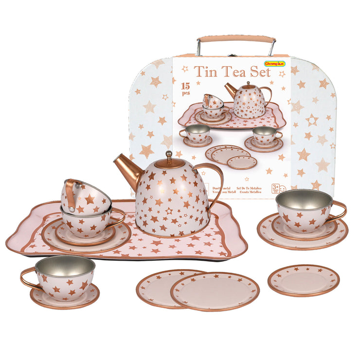 Kaper Katz Gold Star Tin Tea Set Suitcase