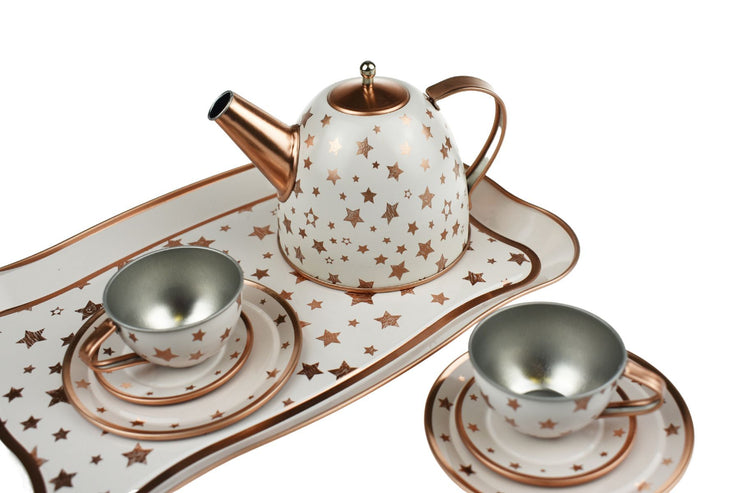 Kaper Katz Gold Star Tin Tea Set Suitcase
