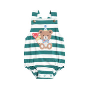 Huxbaby Stripe Bubble Romper Granite Green