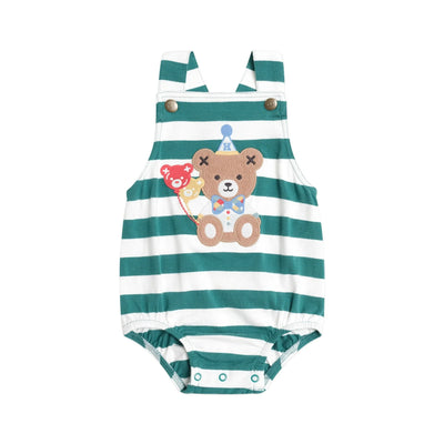 Huxbaby Stripe Bubble Romper Granite Green