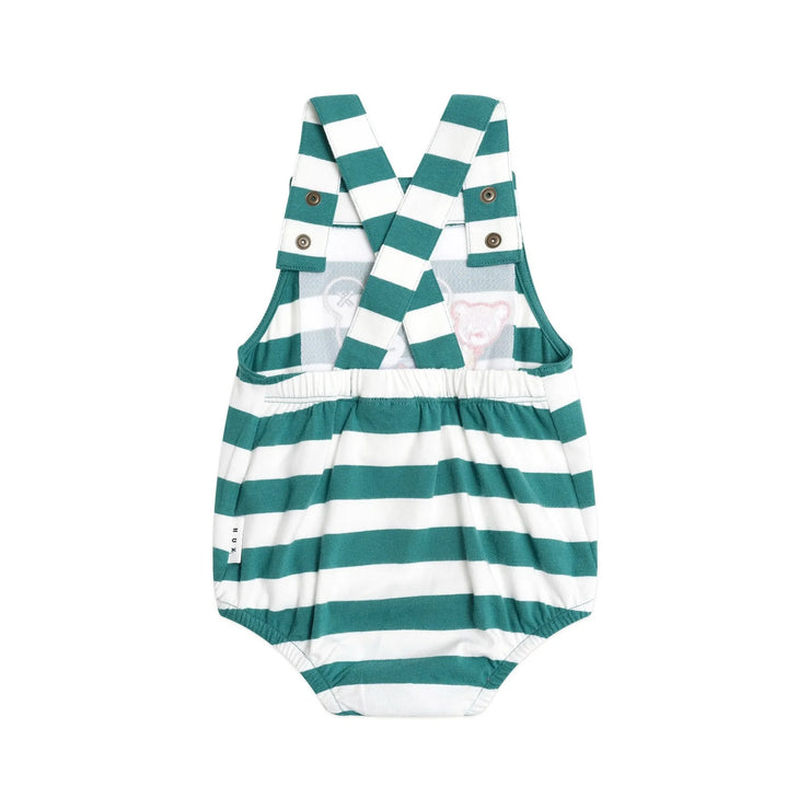 Huxbaby Stripe Bubble Romper Granite Green