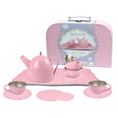 Kaper Kidz Pink Tin Tea Set in Suitcase