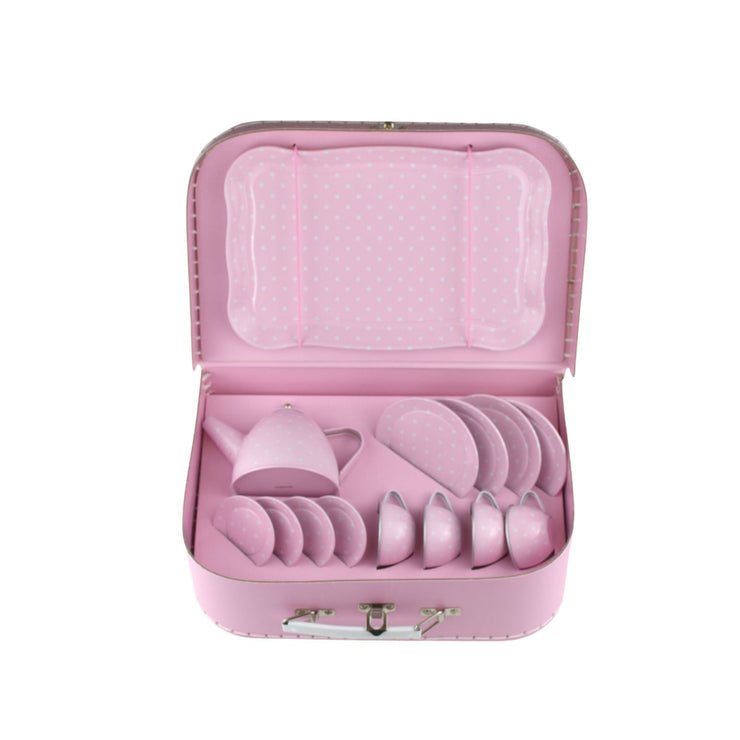 Kaper Kidz Pink Tin Tea Set in Suitcase