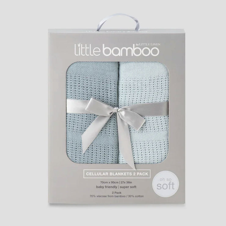 Little Bamboo Cellular Bassinet Blanket Retro Blue - 2 Pack