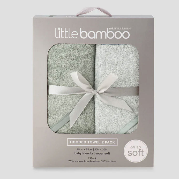 Little Bamboo Baby Hooded Towel 2PK - Bayleaf