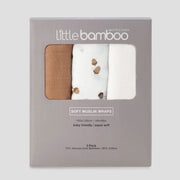 Little Bamboo Muslin Wrap 3pk - Iced Coffee