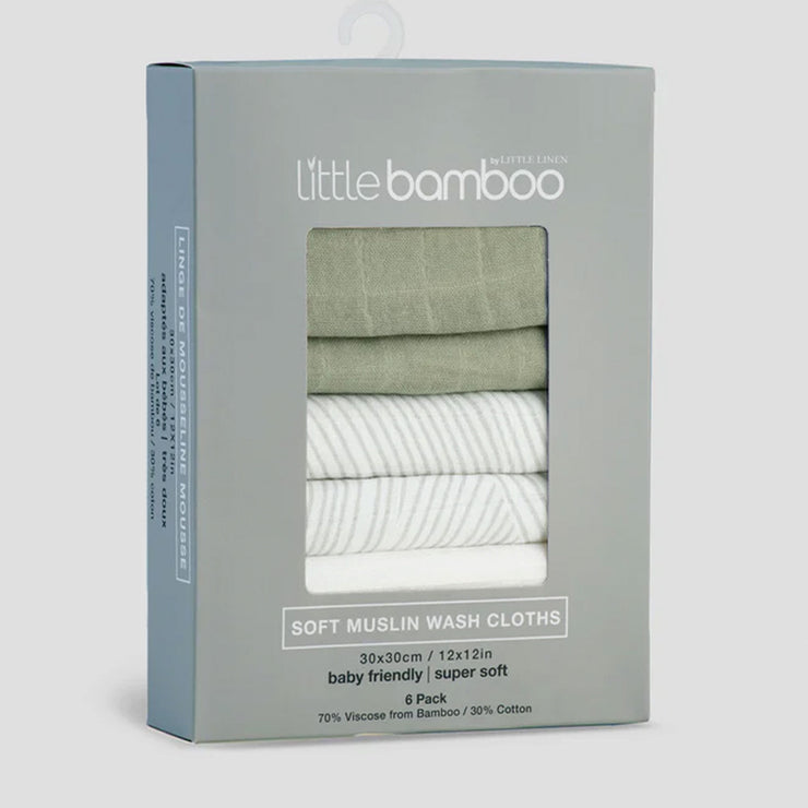 Little Bamboo Muslin Washers - Bayleaf