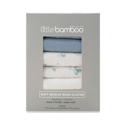 Little Bamboo Muslin Washers - Retro Blue