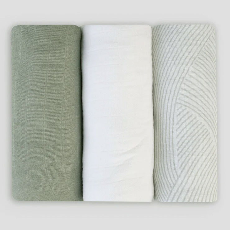 Little Bamboo Muslin Wrap 3 Pkt - Bayleaf