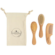 Living Textiles 3 Pc Baby Wooden Brush & Comb Set