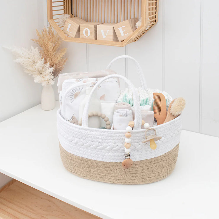 Living Textiles Nappy Caddy - Natural/White