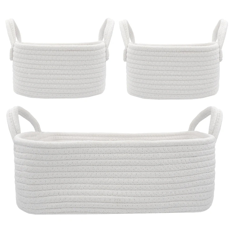 Living Textiles 3 Pc Cotton Rope Storage Set - White