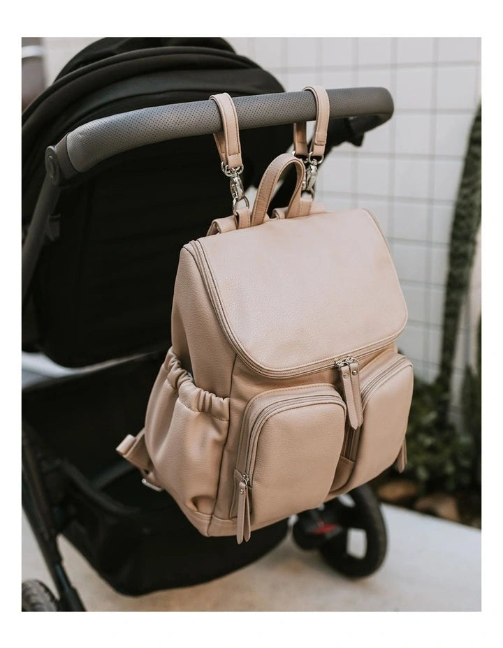 OiOi Faux Leather Nappy Backpack - Oat Dimple