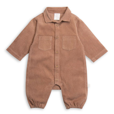 Tiny Twig Cord Polo Playsuit - Cafe