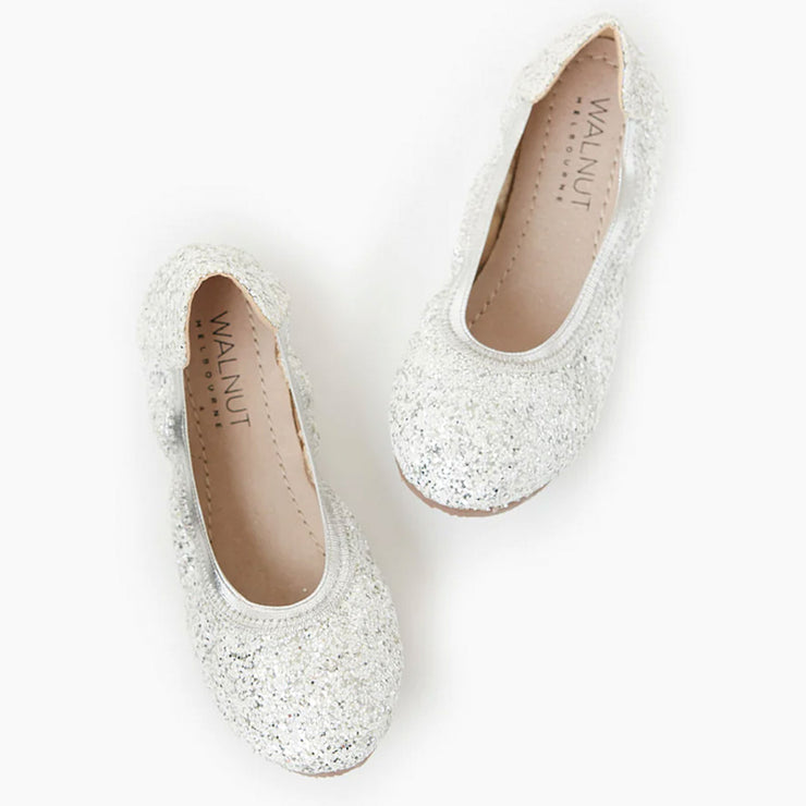 Walnut Catie Ballet Flats - White/Silver