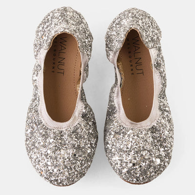 Walnut Catie Ballet Flats - Silver