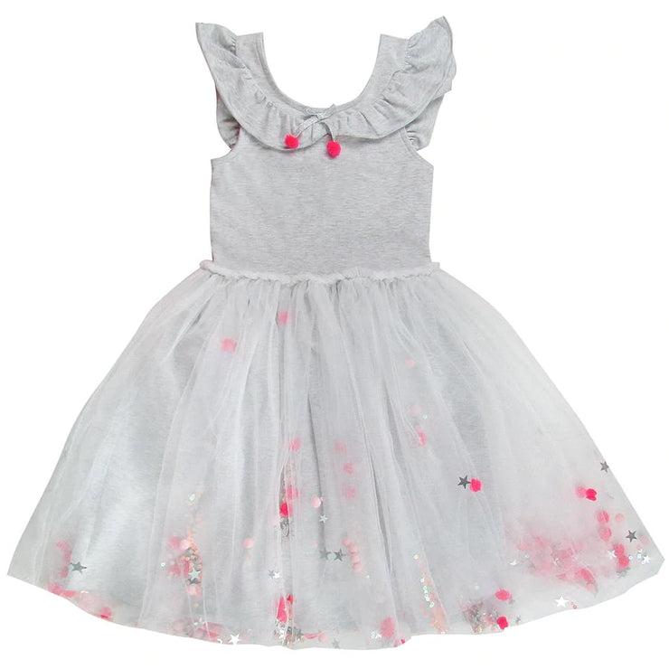 This beautiful dress is the perfect special occasion piece. Features a cotton top with frill and tulle skirt. Add wings you have an instant angel. $79.00