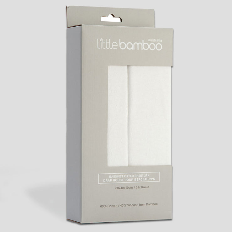 Little Bamboo Jersey Fitted Sheet 2Pk Bassinet - Natural White